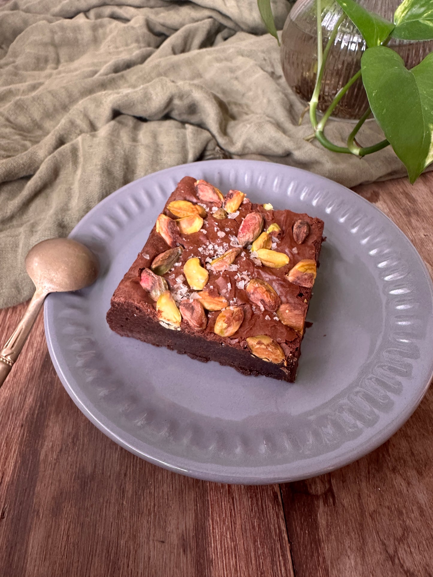 Pistachio Flaked Sea Salt Brownies