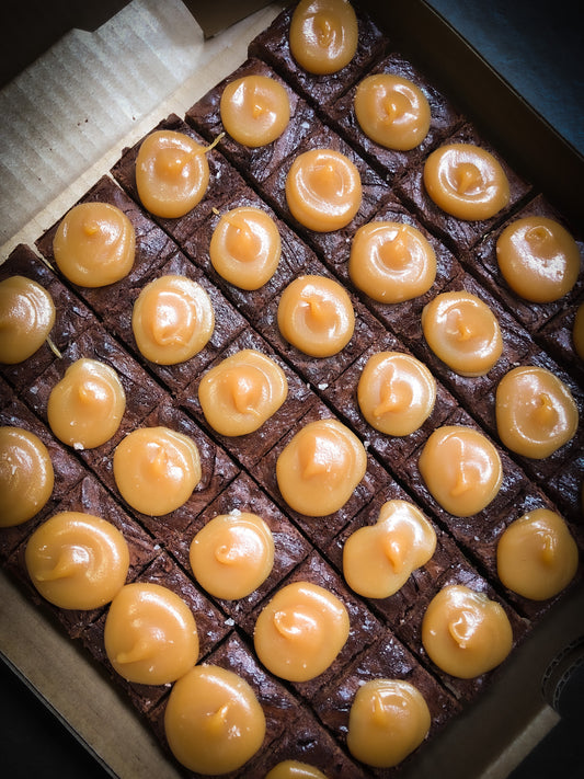 Salted caramel on original brownies